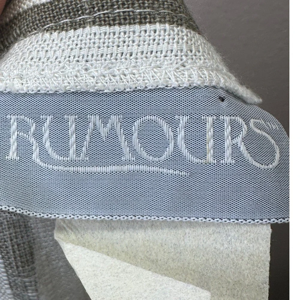 Rumours VTG Tribal Geometric Midi Skirt White Olive Rayon‎ Flax Blend 11/12 USA